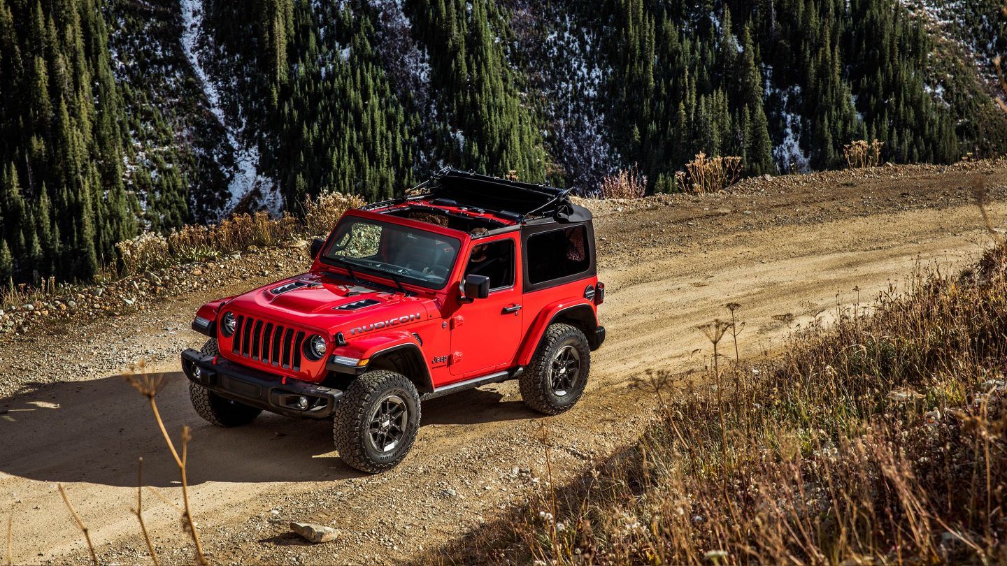 2018 Jeep Wrangler Red Exterior Top and Side View